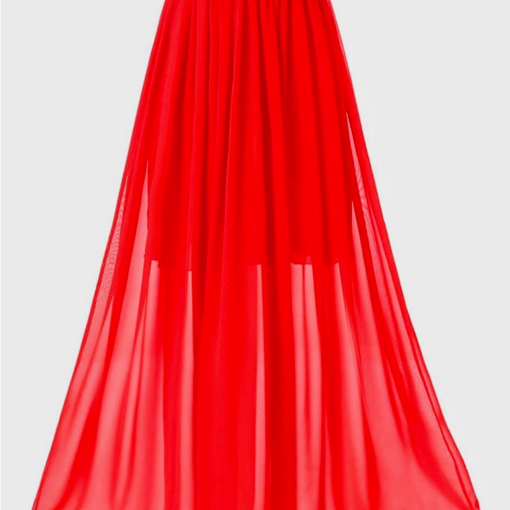 Elegant Red Maxi Skirt